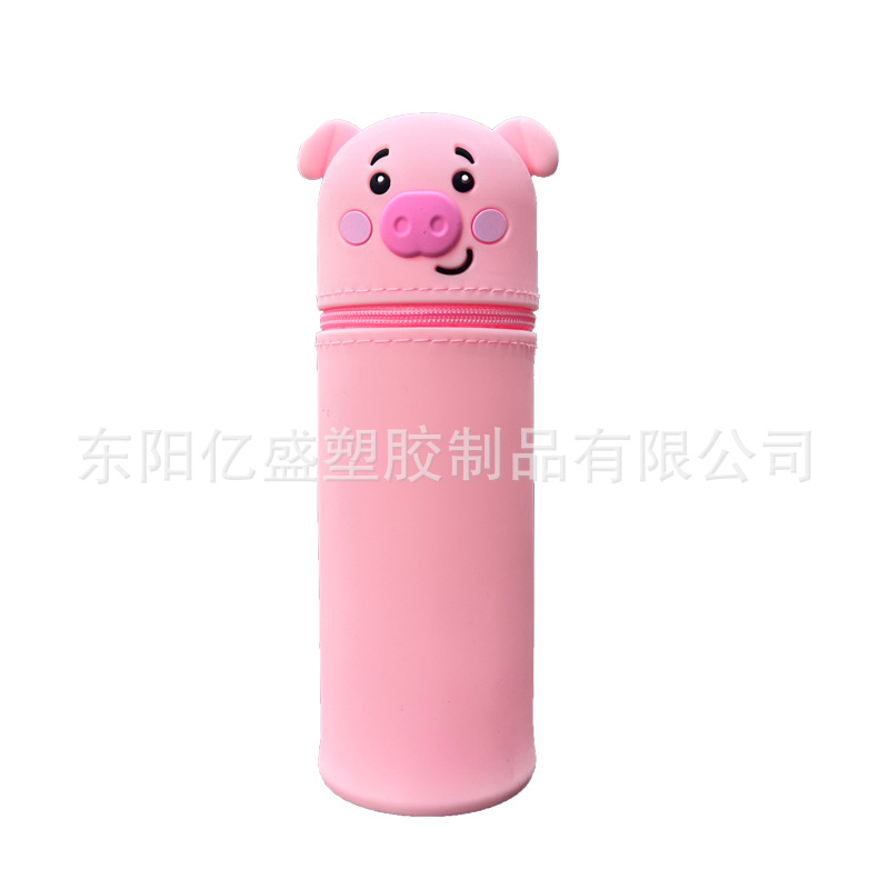 工厂新品青蛙笔筒学习用品可爱鸭子卡通造型立体伸缩硅胶笔袋