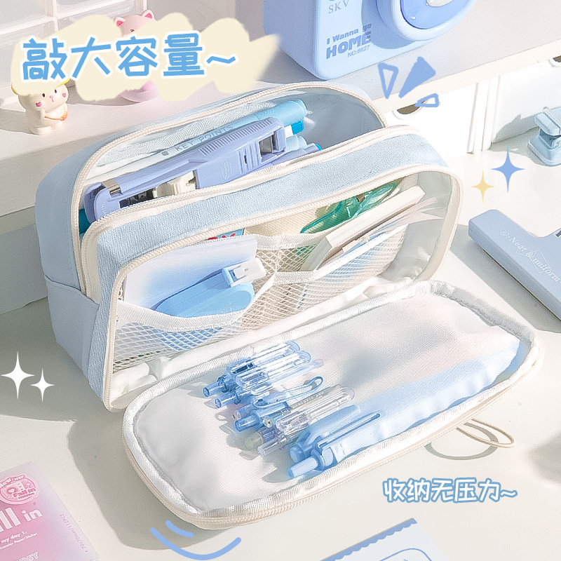 笔袋温柔慵懒风学生文具袋软乎乎女孩高颜值女生初中ins风大容量